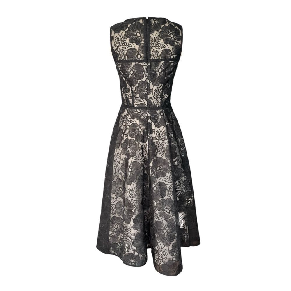ANN TAYLOR NWOT Midnight floral midi dress in Black & Cream Size 0 - Picture 5 of 7